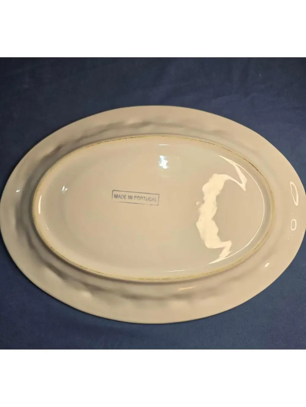 Elegant Vintage White Ceramic Oval 14 x10 Serving Platter w/ Embossed Fruit Vine